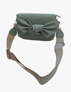 Boho Chic Bow Crossbody Bag – Matte Faux Leather with Oversized Bow and Woven Strap