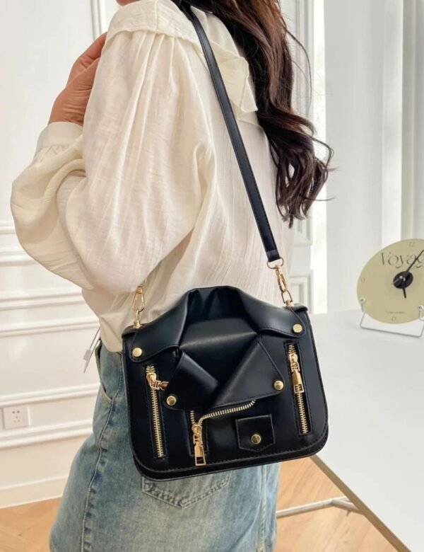 Moto Chic Black Jacket Crossbody Bag - Image 2