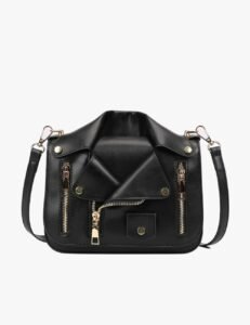 Moto Crossbody Bag – Front View with Zipper Detailing