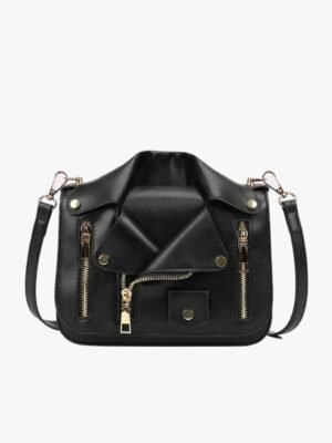 Moto Crossbody Bag – Front View with Zipper Detailing