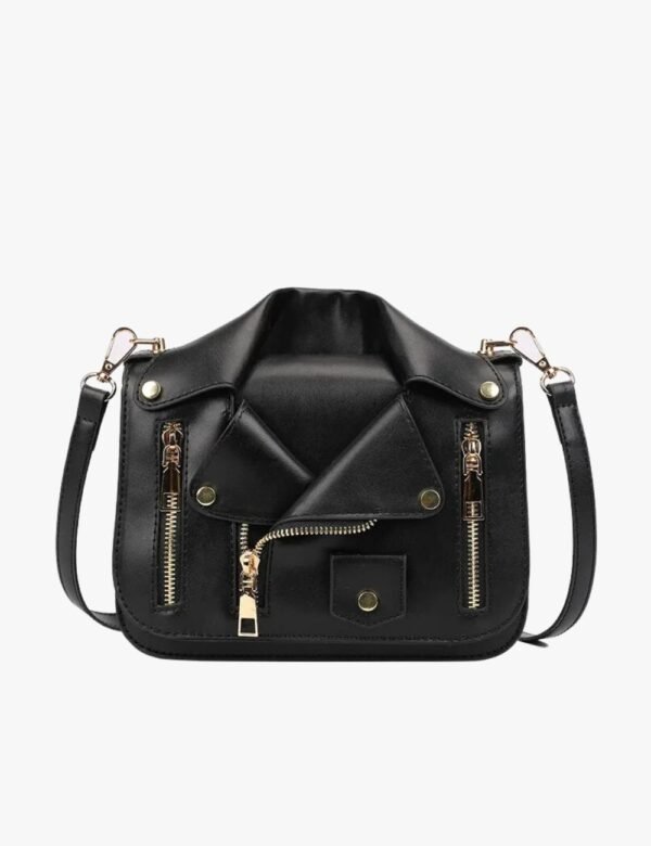 Moto Crossbody Bag – Front View with Zipper Detailing