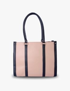 Laptop Tote for Women – Sleek Beige Office Bag with Zipper Closure