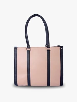 Laptop Tote for Women – Sleek Beige Office Bag with Zipper Closure