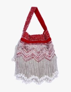 Festive Potli Bag – Rich Velvet with Gold Beadwork and Pearl Detailing