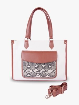Snake Print Tote Bag – Spacious Handbag with Dual Handles, Laptop Slot, and Animal Print Design